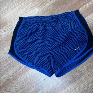 Nike Blue and Black Athletic Shorts with Geometric Pattern